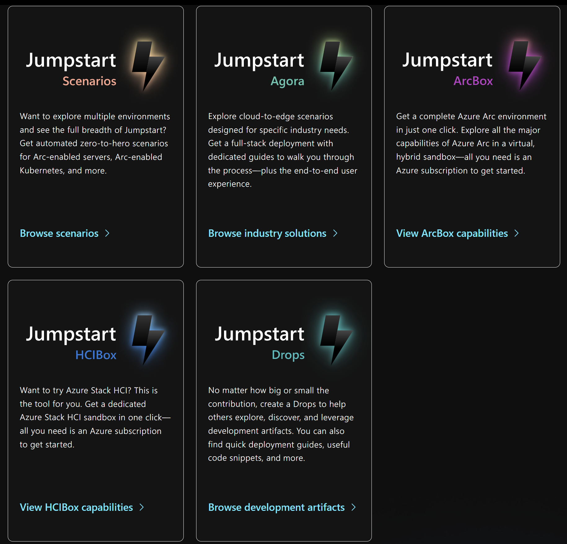 Screenshot showing the Jumpstart project assets