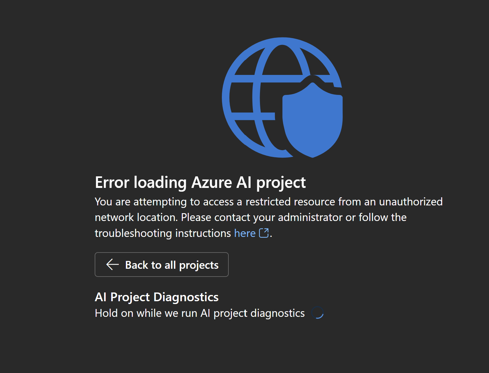 Screenshot showing access denied from untrusted network