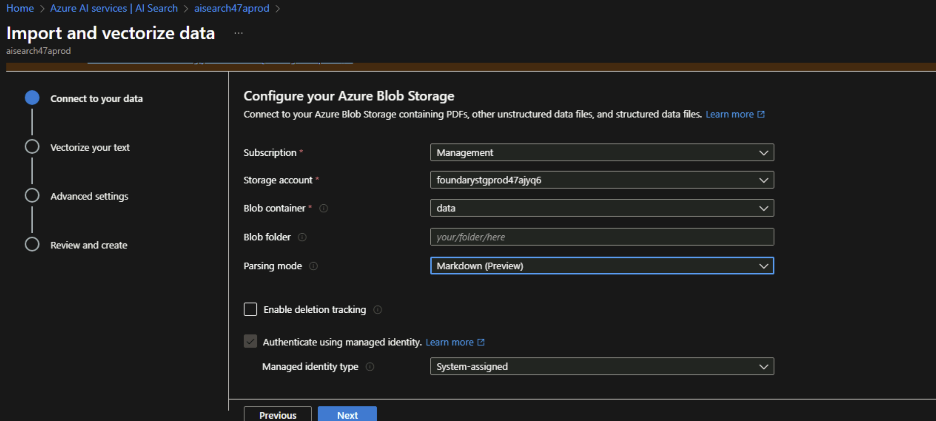 Screenshot showing opening the import and vectorize data option