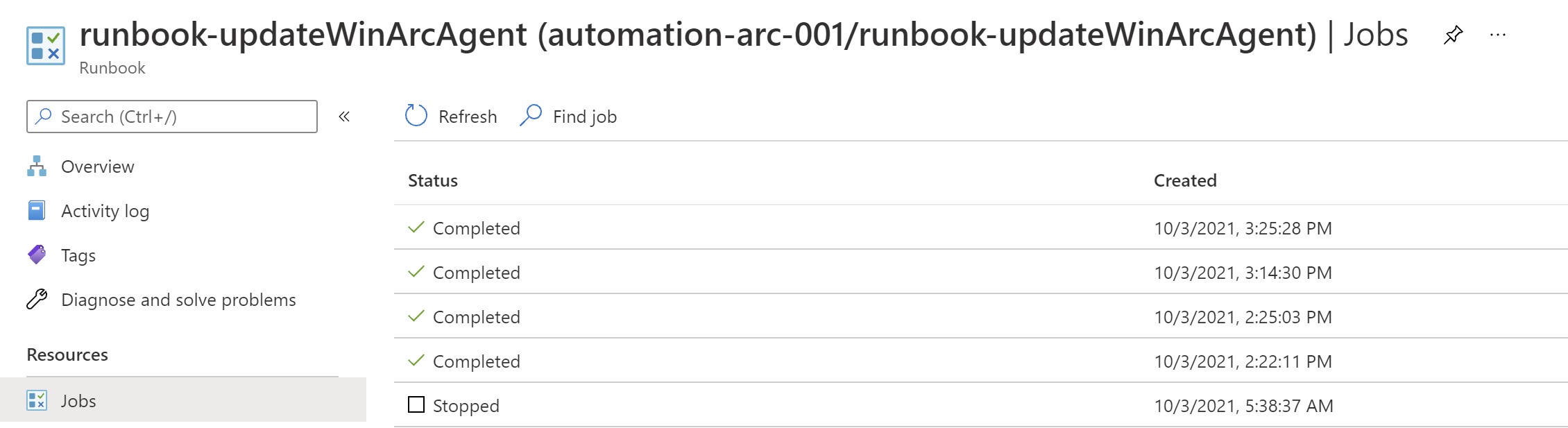 runbook jobs