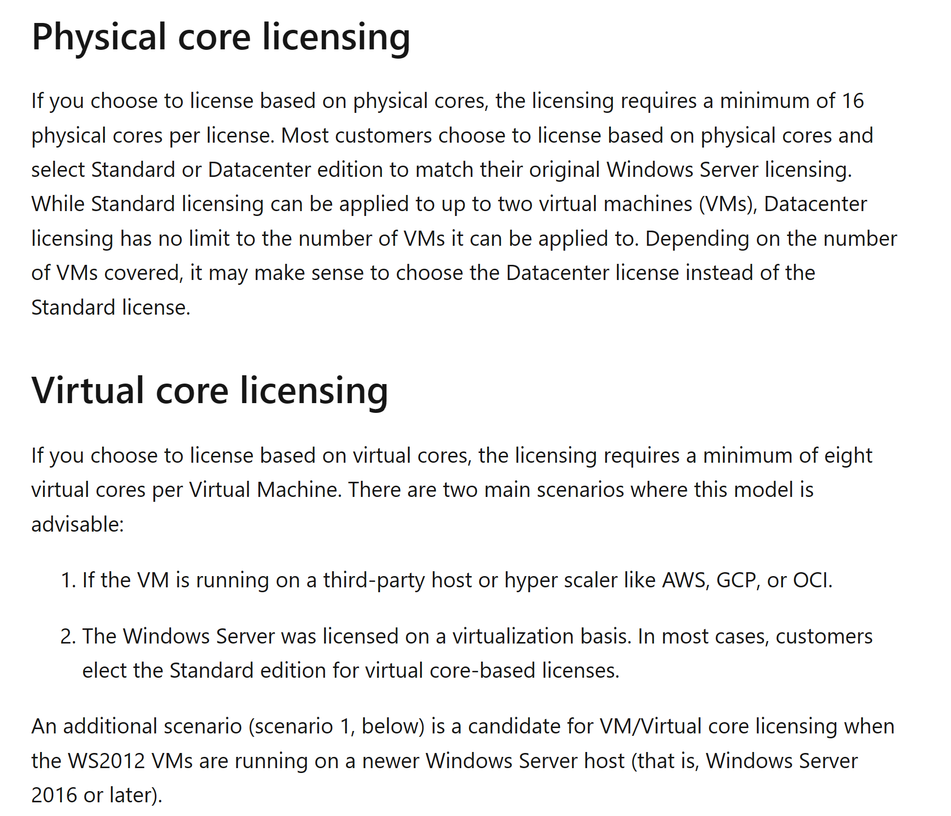 Screenshot showing licensing from the official docs