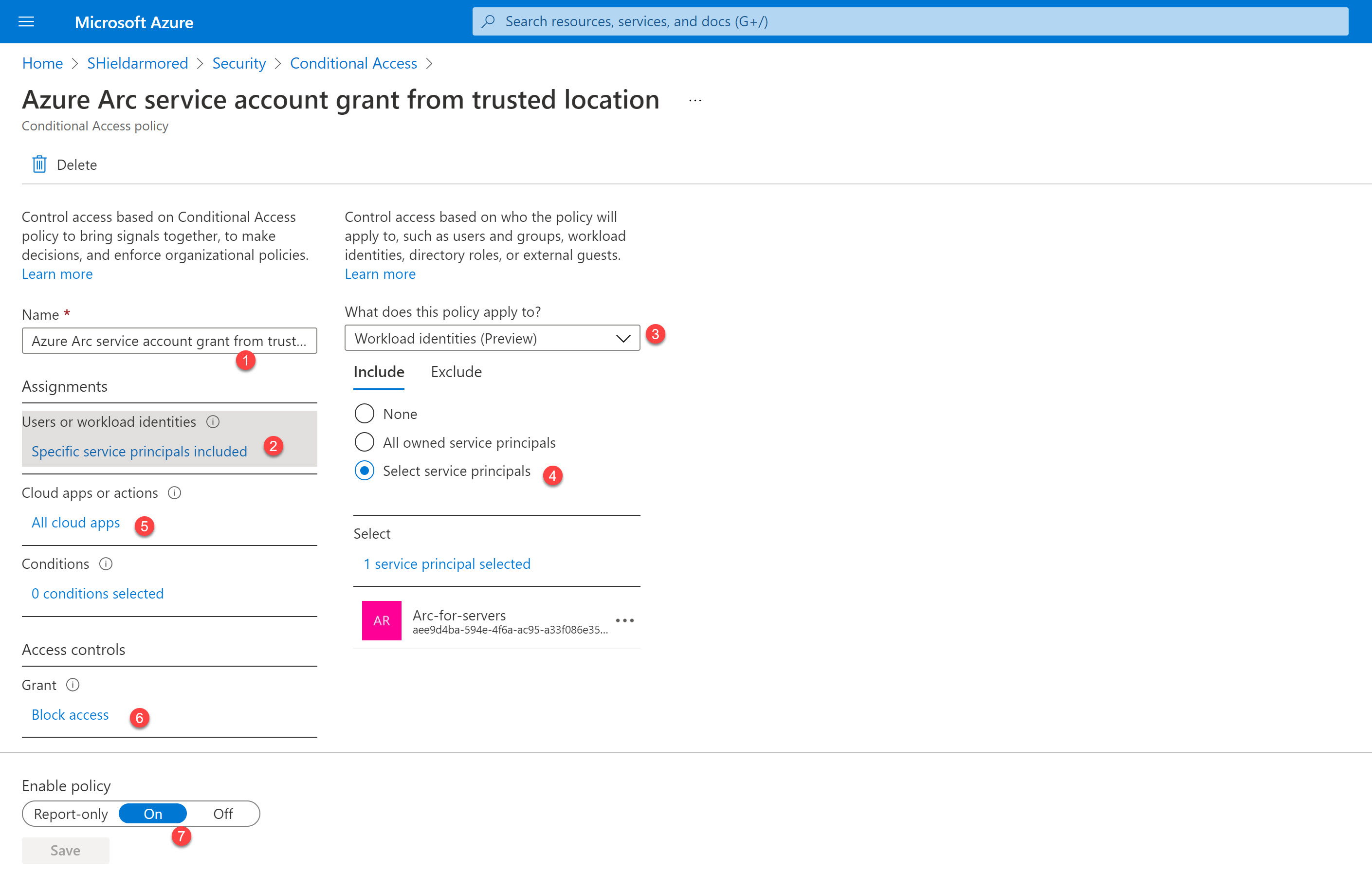 Conditional access policy to block all service principals