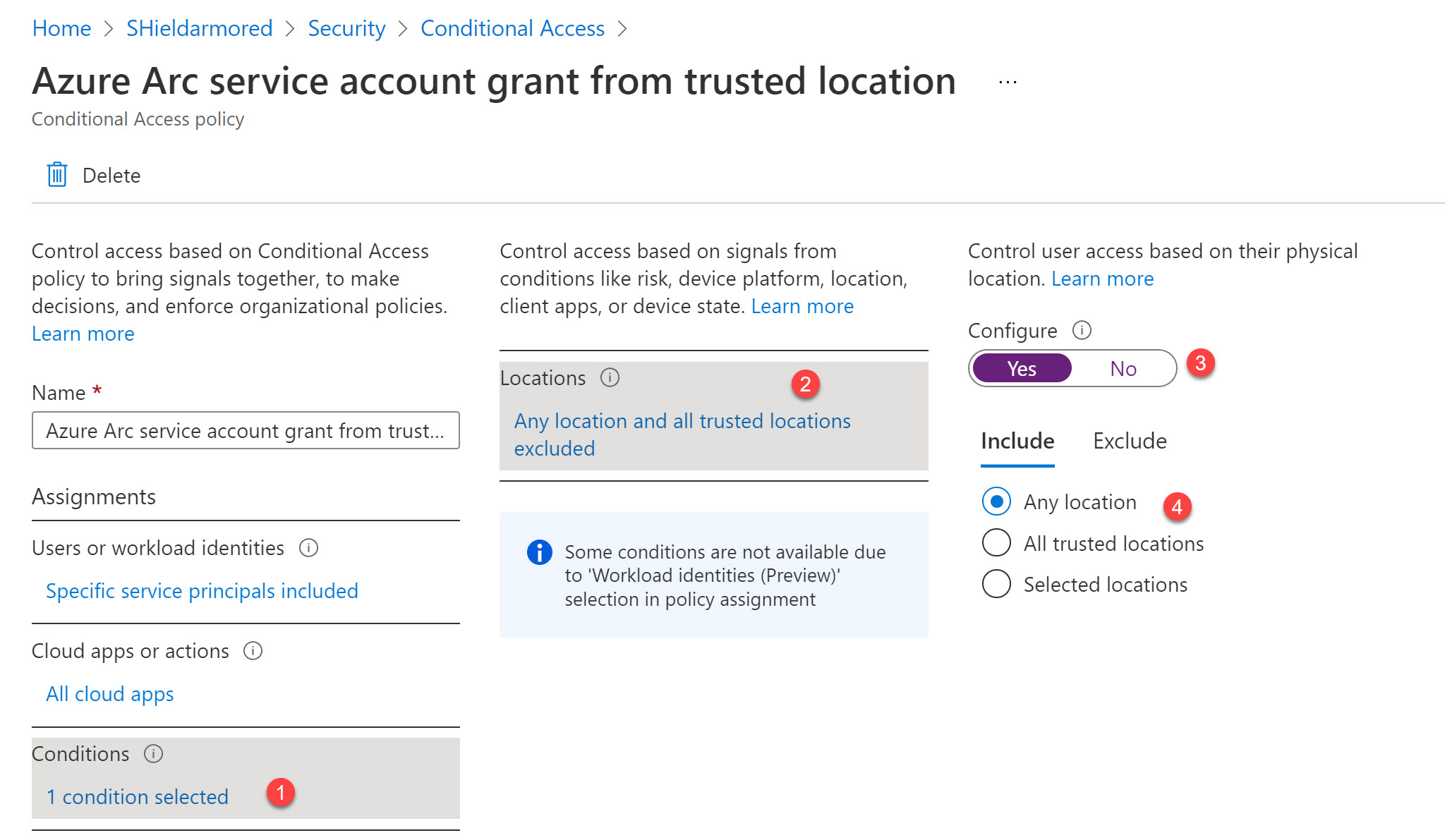 Add trusted locations to policy