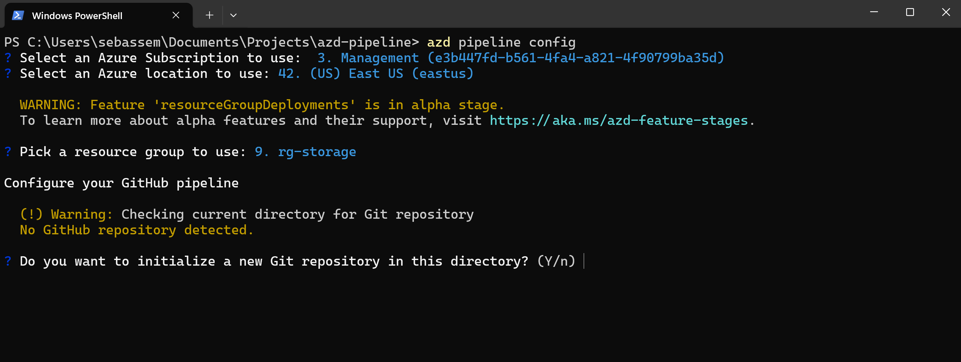 Screenshot showing initializing local repo as a Git repository