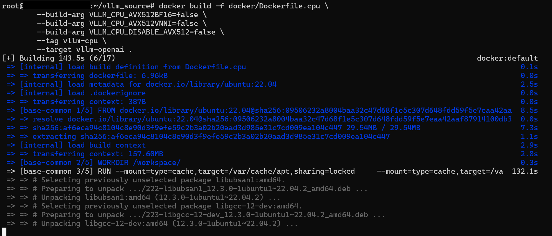 Screenshot showing the image being built