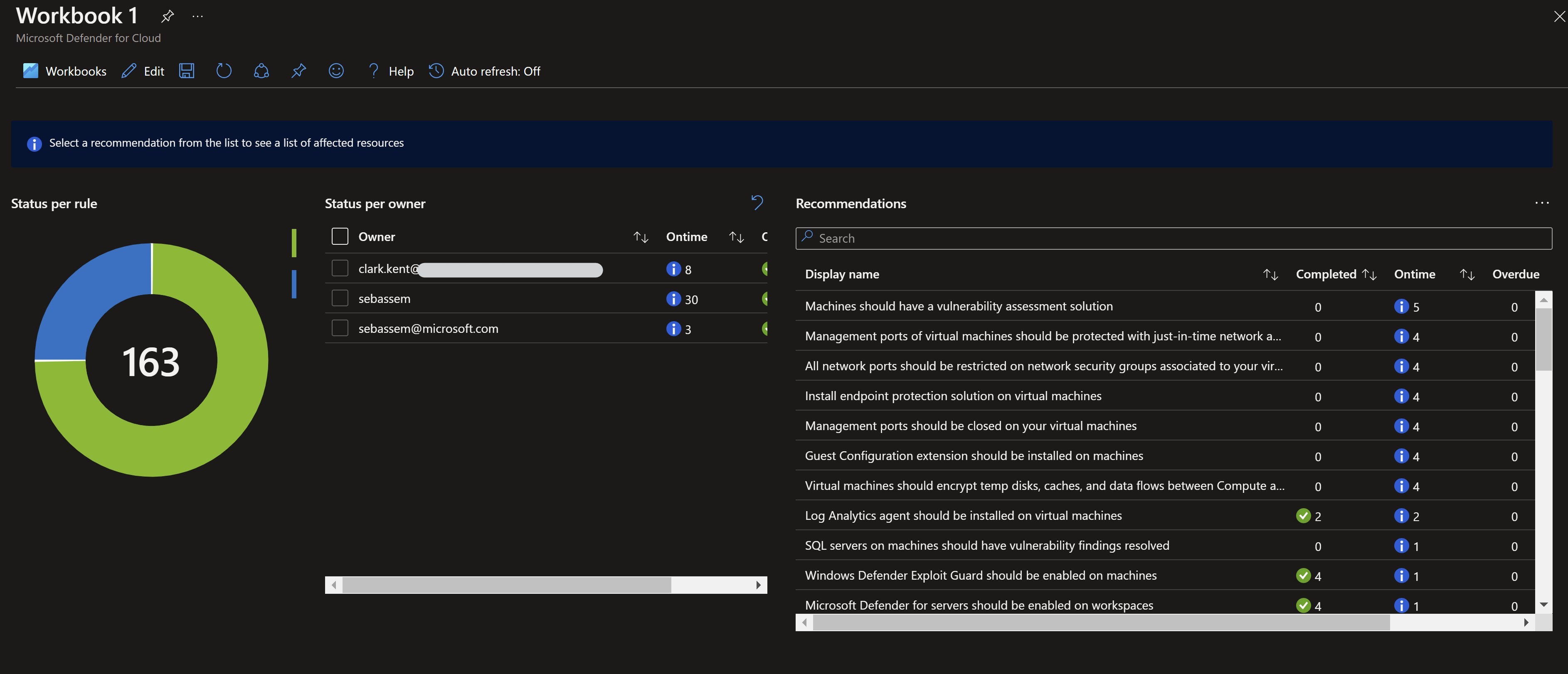 Screenshot showing the governance rules report