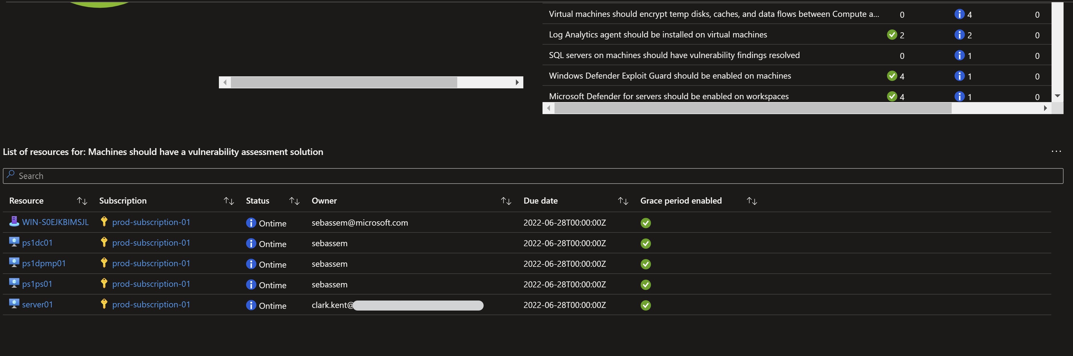 Screenshot showing the governance rules report