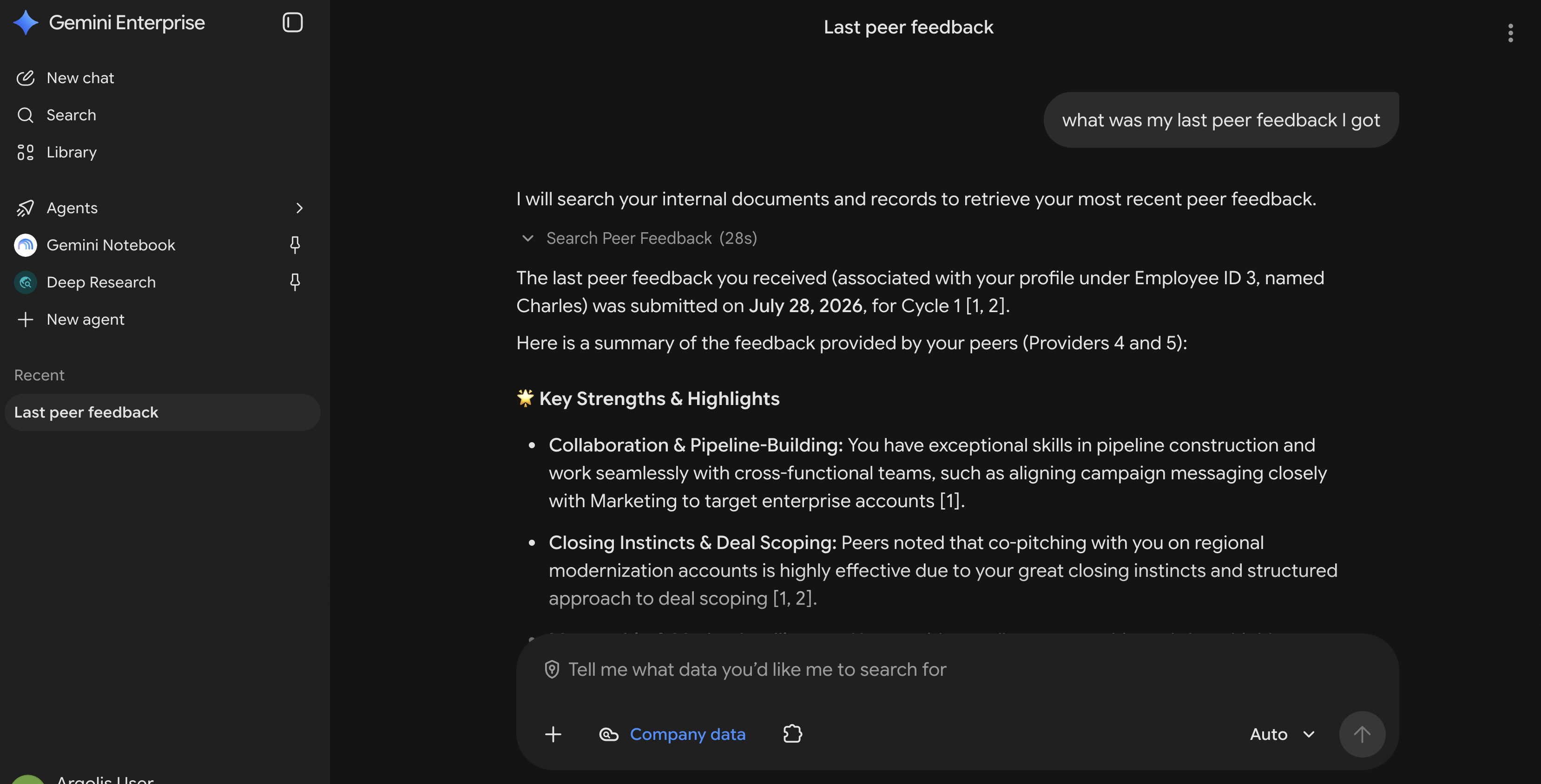 Screenshot showing a query to gemini3