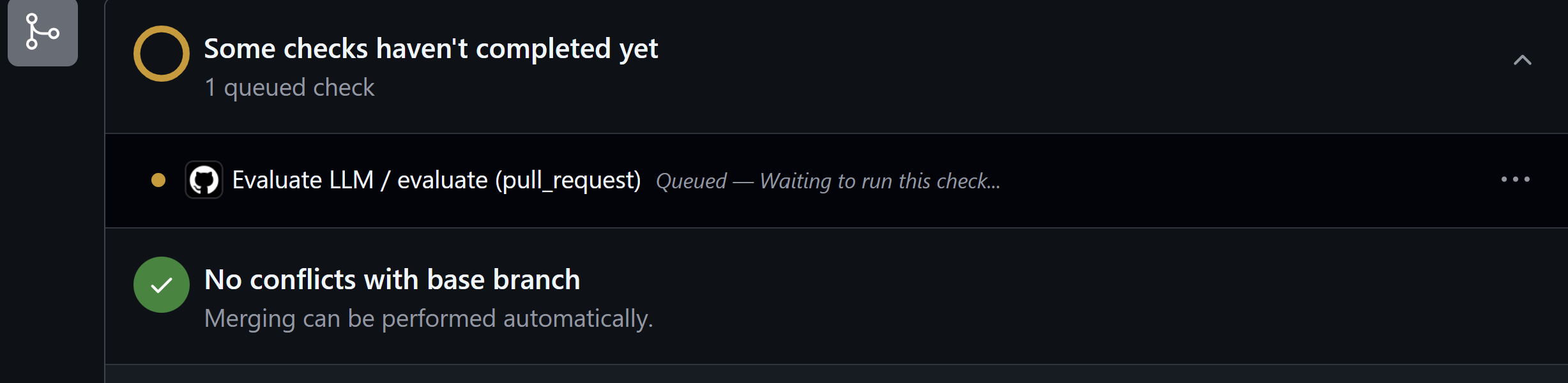 Screenshot showing the github action running after a PR was submitted