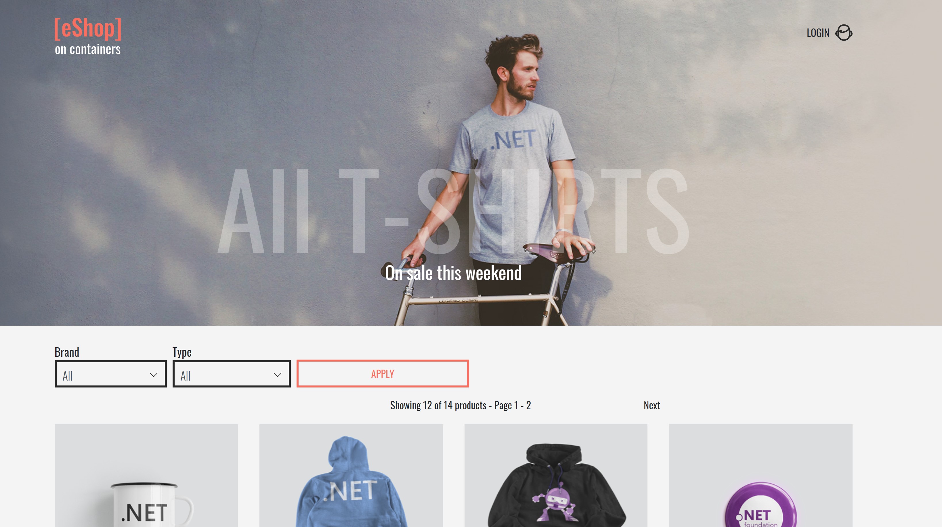 A screenshot showing e-commerce shop for dot net merchandise