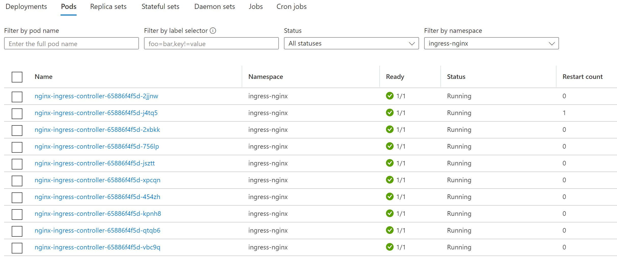 A screenshot showing frontend pods scaling to 10